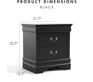 English Elm Light Gray Contemporary Nightstand Solid Rubberwood Dovetail Drawer Bedroom Storage Black B2741P433358