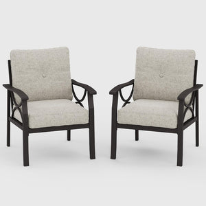 English Elm 5-piece Outdoor Conversation Set with Steel Frame Weather Resistant Cushions Patio Seating Beige B082S00122