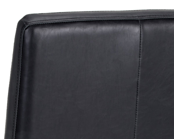 Sunpan Spyros Modern Dining Chair Set of 2 - Sleek Black Powder Coated Steel Frame with Faux Leather Elegance Coal Black