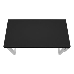 English Elm Computer Desk - Modern Adjustable Standing Desk For Home Office, Sleek Black Laminate & Grey Metal B2710P219899