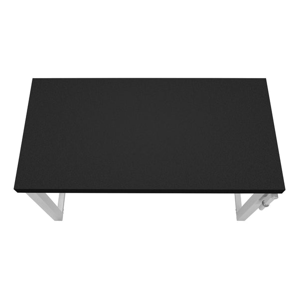 English Elm Computer Desk - Modern Adjustable Standing Desk For Home Office, Sleek Black Laminate & Grey Metal B2710P219899