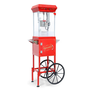 English Elm 6oz Retro Theater Popcorn Popper Cart with Stainless Kettle for Game Room Fun Red W2841P272023