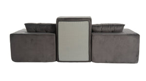 English Elm 101" Modular Cloud Sectional Corduroy Upholstered Sofa Reversible Chaise Living Room Gray W1170S00056