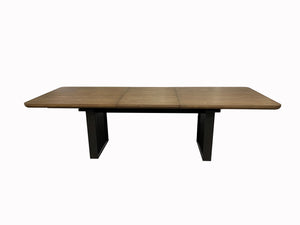 English Elm Double Double Pedestal Table Latte Finish with Leaf, 106.25" Extendable Solid Wood & Elm Veneer Elegance B2699P237501