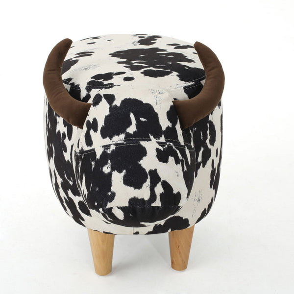 Christopher Knight Home® - Noble House - Bessie Black and White Cow Patterned Velvet Cow Ottoman