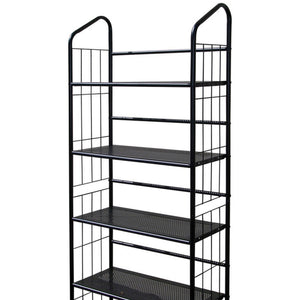 English Elm 64" 5-Tier Corner Bookcase Black Finish – Space-Saving Metal Shelf for Office, Living Room, Kids (64) B072115892