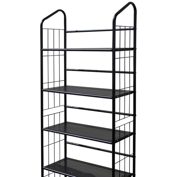 English Elm 64" 5-Tier Corner Bookcase Black Finish – Space-Saving Metal Shelf for Office, Living Room, Kids (64) B072115892