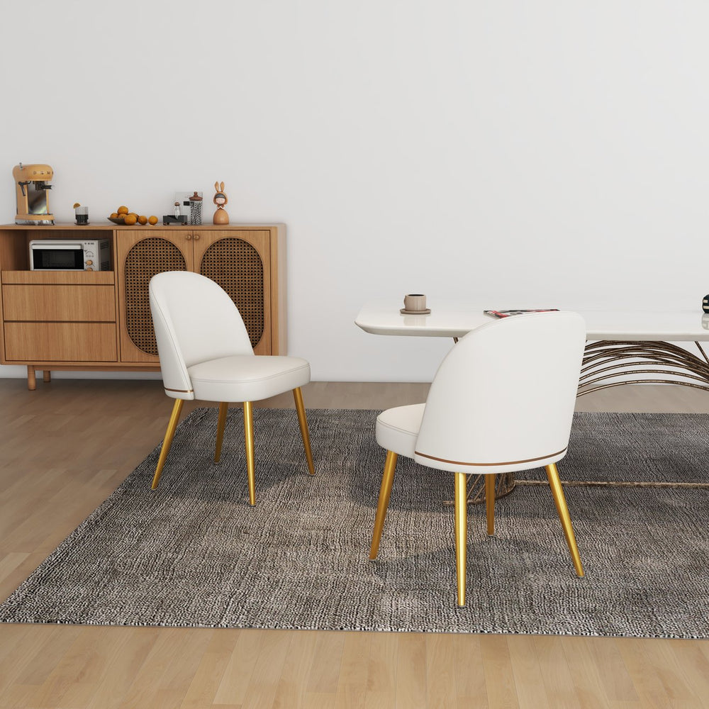 English Elm Hengming Stylish Pu Dining Chairs Set Of 2 With Metal Legs, Gold Accents For Modern Homes & Comfort W212P180126