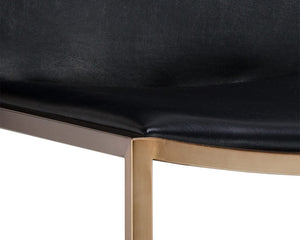 Sunpan Blair Dining Chair Set - Chic Antique Brass Frame with Luxurious Smooth Leather for Modern Spaces Cantina Black