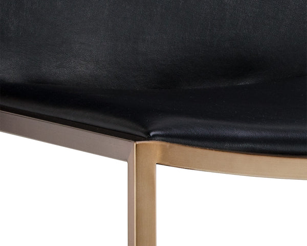 Sunpan Blair Dining Chair Set - Chic Antique Brass Frame with Luxurious Smooth Leather for Modern Spaces Cantina Black