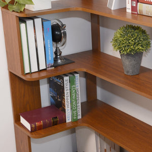 English Elm 90cm Five Tier L-shaped Corner Bookcase Open Wood Shelving Unit for Home Office W2899P444147