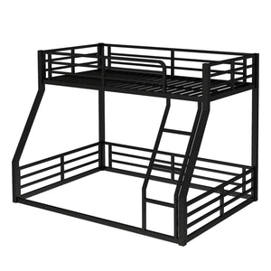 English Elm Metal Twin Xl Over Queen Bunk Bed Frame – Heavy-Duty, Space-Saving Design With Safety Guardrails, Black W1580S00161