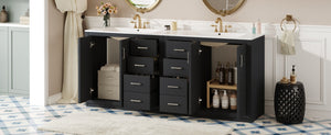 English Elm 72'' Bathroom Vanity Set With Soft-Close Drawers, Elegant Ceramic Sink & Ample Storage Solutions N710SS00013B