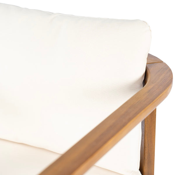 English Elm Outdoor Acacia Wood Dining Chairs Set of 2 with Cushions and Curved Arms Cream,Teak N768P372905L