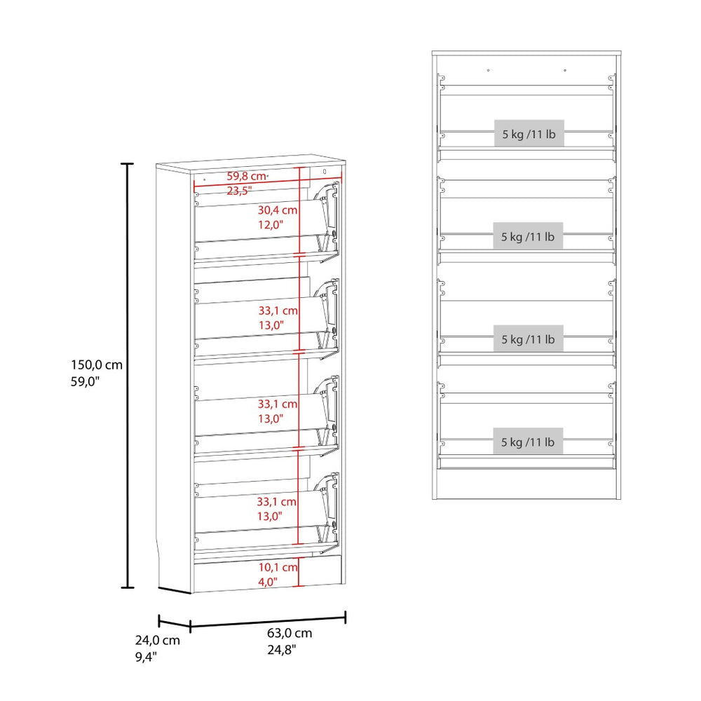English Elm Kobuk Tall Enclosed Shoe Cabinet with Four Doors and Deep Shelves for Entryway B097P480476