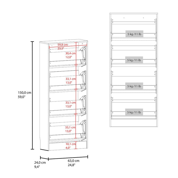 English Elm Kobuk Tall Enclosed Shoe Cabinet with Four Doors and Deep Shelves for Entryway B097P480476