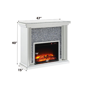 English Elm Noralie Glam Electric Fireplace with Mirrored Frame and Faux Diamond Accent Inlay B2726P445771