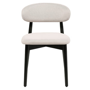 English Elm Beige Cotton Linen Armless Dining Chairs with Oak Legs Ergonomic Set of 2 W5815P476383
