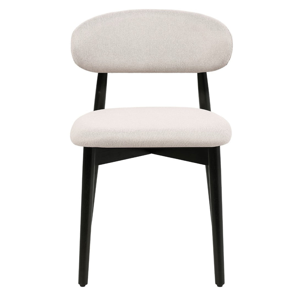 English Elm Beige Cotton Linen Armless Dining Chairs with Oak Legs Ergonomic Set of 2 W5815P476358