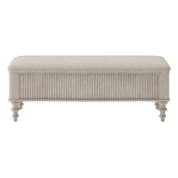 English Elm 50.8-inch Linen Upholstered Storage Bench Rubberwood Frame Lift Top Entryway Bedroom Seat Beige W5819P481610