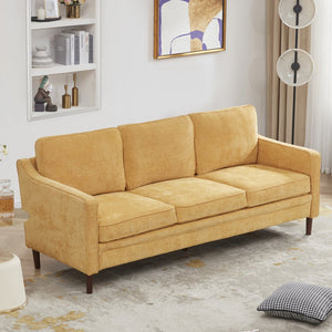 English Elm 80.31'' Upholstered Sofa in Antique Yellow – Curved Track Arms, High-Density Foam Comfort, Quick Assembly T2694P291456