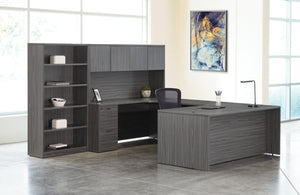 OSP Home Furnishings Napa U Sectional Sofa with Built-in Bookcase Storage for Modern Living Rooms Left NAPSGW-TYP14L