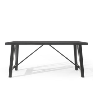 English Elm Christopher Knight Home® - DINING Table with Farmhouse Charm, Solid Rubberwood Frame, Wood-Look Top, 71" x 44.5" Spacious Design Matte Black 69001.00BLK