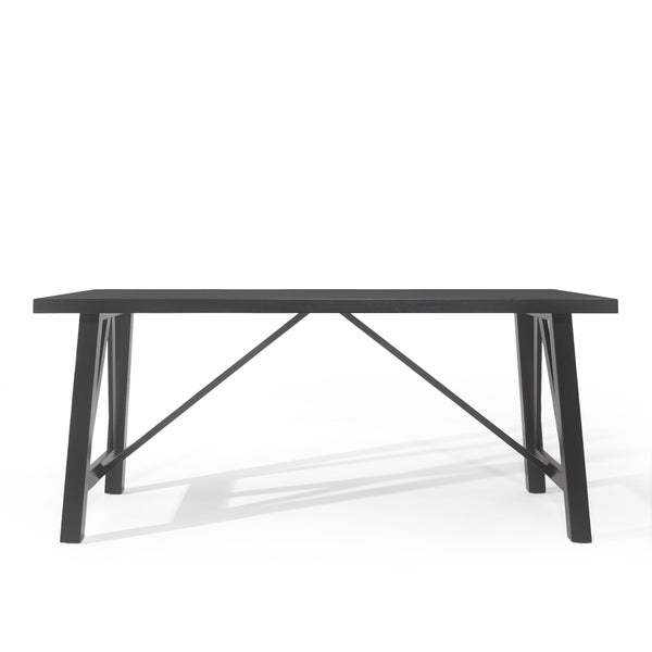 English Elm Christopher Knight Home® - DINING Table with Farmhouse Charm, Solid Rubberwood Frame, Wood-Look Top, 71" x 44.5" Spacious Design Matte Black 69001.00BLK