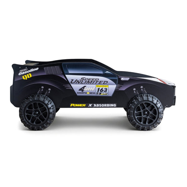 English Elm Modern Jeep Twin Bed with Led Headlights Gloss Black Mdf Frame for Kids Rooms B2741S00915