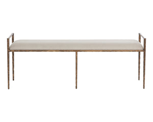 Sunpan Esai Bench - Exquisite Performance Fabric and Antique Brass Frame for Elegant Indoor/Outdoor Style Zenith Taupe Grey