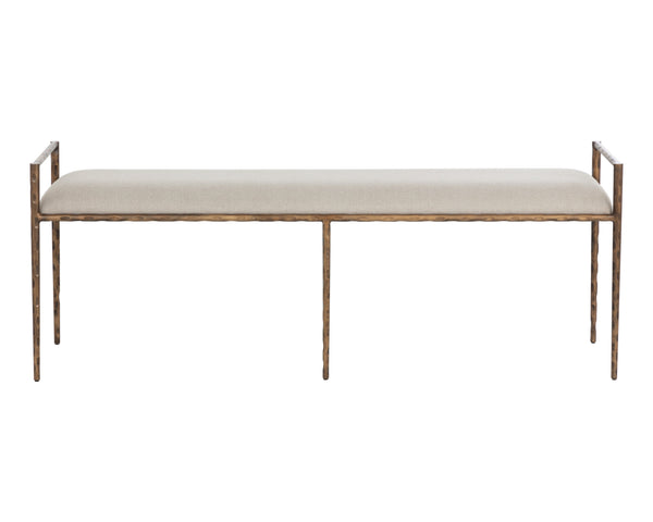 Sunpan Esai Bench - Exquisite Performance Fabric and Antique Brass Frame for Elegant Indoor/Outdoor Style Zenith Taupe Grey