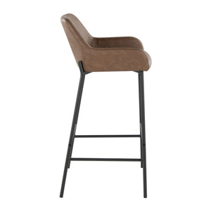 English Elm Daniella 30" Modern Barstool Set Of 2 In Black Metal & Espresso Faux Leather For Kitchen Comfort B202S00550