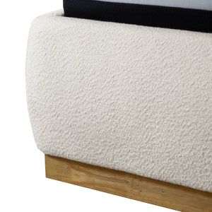 English Elm 1pc Eastern King Boucle Wingback Platform Bed Gold Plinth Base Modern Bedroom B2741S00840