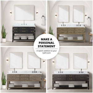 English Elm Brown Oak Double Bath Vanity 80" W X 22" D - Elegant Cultured Marble Top, Ample Storage & Style B2731P260330