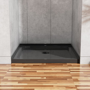 English Elm Goodyo 36"x36" Shower Base 3.5" High Anti-Slip Acrylic Center Drain Single Threshold Basin Black D163114243