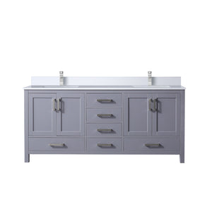 English Elm Dark Grey 72 in Double Bath Vanity with White Quartz Top, Soft-Close Drawers & Chrome Faucet Set B2731P259103