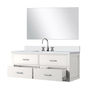 English Elm White Single Bath Vanity Set With Cultured Marble Top, Frameless Mirror & Chrome Faucet – Elegant Upgrade! B2731S01991-GIGA