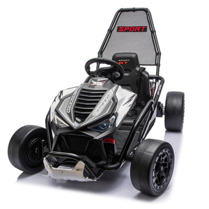 English Elm 24v Dual Motor Kids Go Kart with Drift Mode Roll Cage and Rear Suspension Ages 6 to 12 W1578P454061
