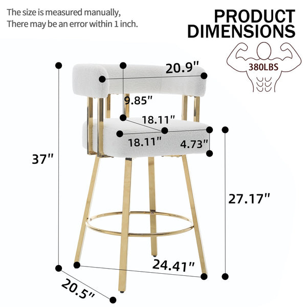 English Elm Ts Teddy Fleece Accent Chair Set of Two with Gold Square Legs for Glam Modern Spaces White W2311P412751