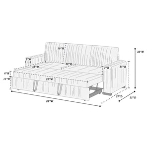 English Elm Convertible Sofa with Corduroy Upholstery, Low-Profile Legs and Pull-Out Bed for Compact Living Fog 73 L x 34 W x 23 H B089P240491