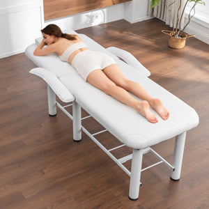 English Elm Professional Spa Treatment Bed with Pu Leather Cushion Steel Frame and Storage Shelf W1422P365690