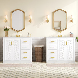 English Elm 72'' Modern Bathroom Vanity Set With Ceramic Sink, Solid Wood Frame, Soft-Close Drawers & Doors N710SS00013K