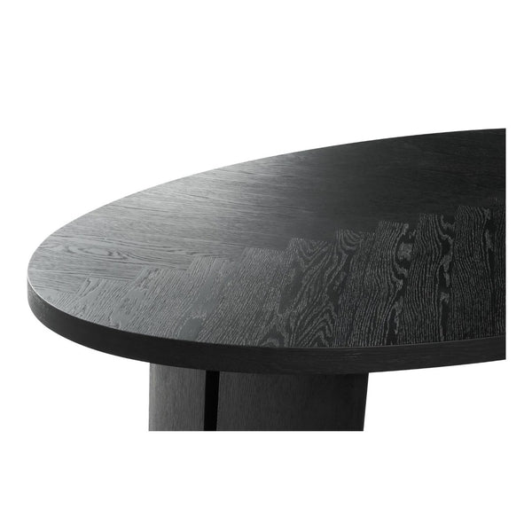 English Elm William Herringbone Oak Veneer Dining Table Seats Six Contemporary Black Finish B2769S00015