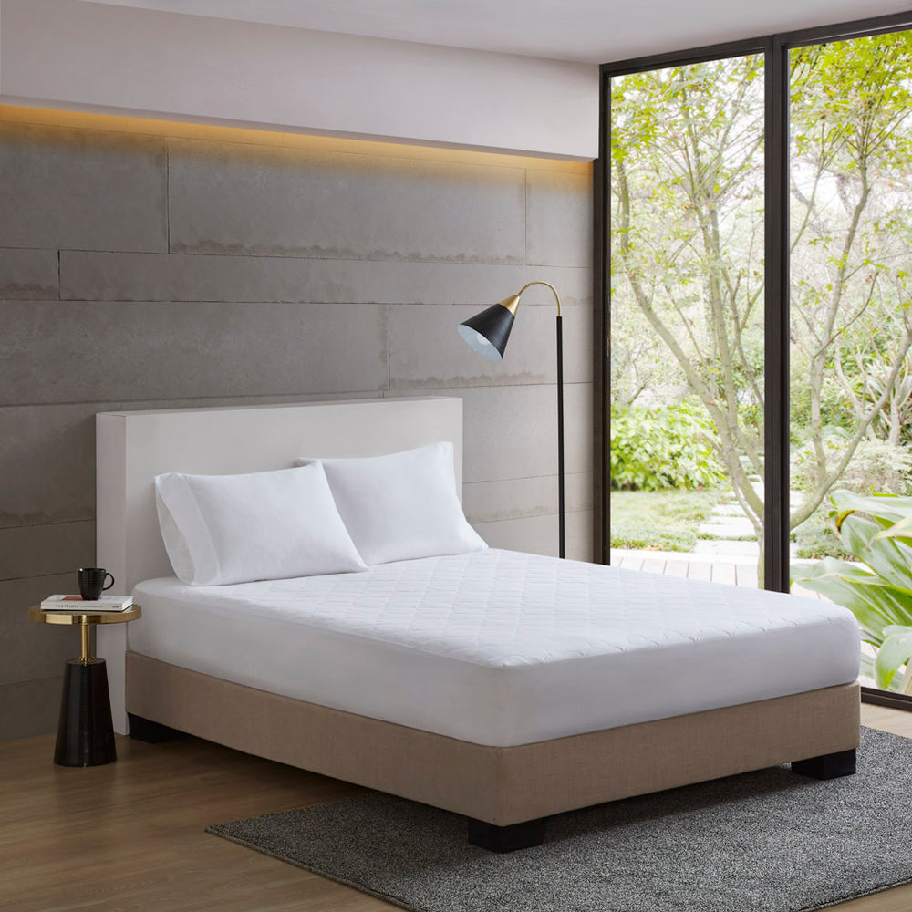 JLA Home Sleep Philosophy - Cotton breathable percale quilted mattress pad for cool comfort, snug 16" fit, OEKO-TEX safe finish 39 L x 80 W x 0.8H BASI16-0594