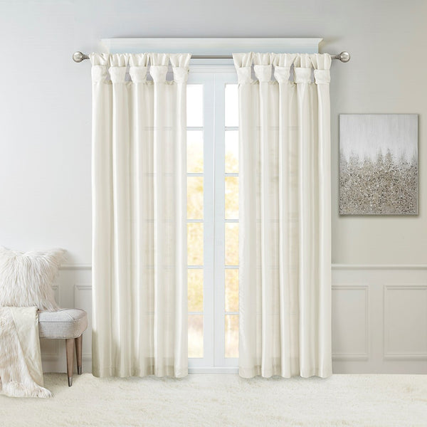 English Elm Twist Faux Silk Lined Window Curtain Panel 50x108" with Twist Tab Top, Luxurious Sheen & Privacy White 2.95 L x 10.04 W x 9.06 H B03598089