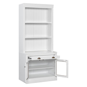 English Elm 83.4"Tall Modern Bookshelf Suite With Led Lighting - Stylish 2-Piece Storage For Home & Office Decor N751S059520K