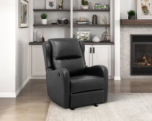 English Elm Black Faux Leather Durant Glider Recliner Chair — Smooth Glide, Pull-Tab Recline, Compact Comfort for Living Room B011P207532