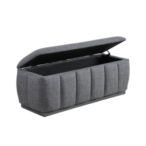 English Elm Modern Gray Textured Storage Bench with Foam Cushion, 300lb Capacity, No Assembly, 47" Long Upholstered Seat Perfect for Entryway Bedroom Living Room B011P298380