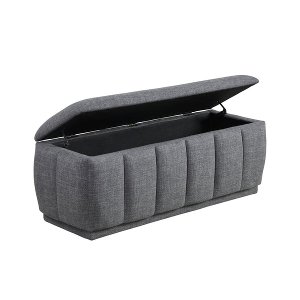 English Elm Modern Gray Textured Storage Bench with Foam Cushion, 300lb Capacity, No Assembly, 47" Long Upholstered Seat Perfect for Entryway Bedroom Living Room B011P298380