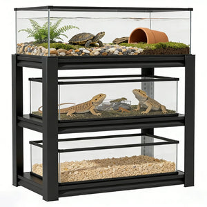 English Elm 30-40 Gallon Aquarium Steel Rack Three Tier Heavy Duty Fish Tank Stand for Home T2398P480395